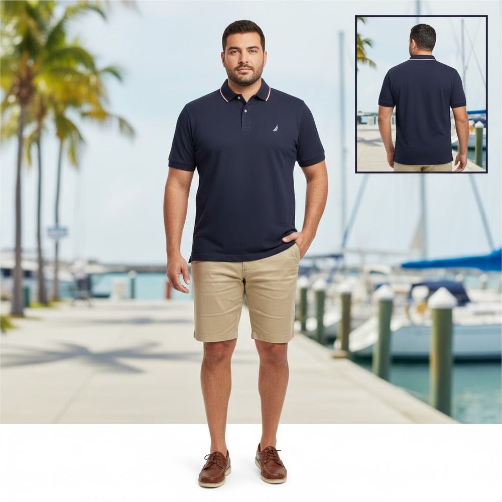 Nautica Mens XXL Short Sleeve Classic Fit Solid Navy Polo Shirt Soft K3546T